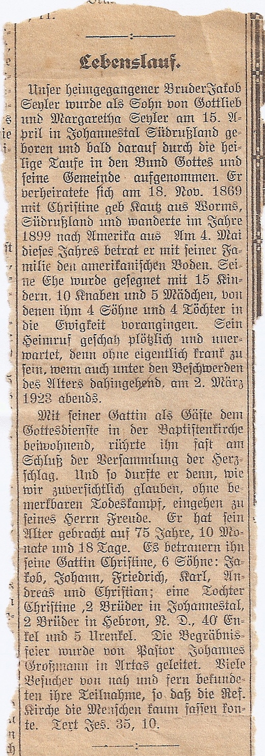 jacob sayler obituary