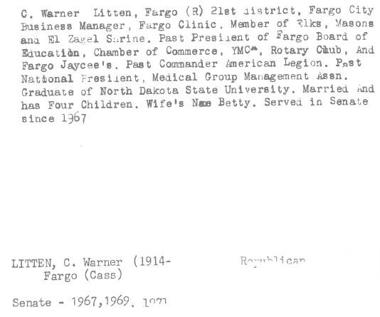 charles warner litten legislative card
