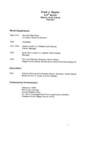 F. J. Sayler Resume