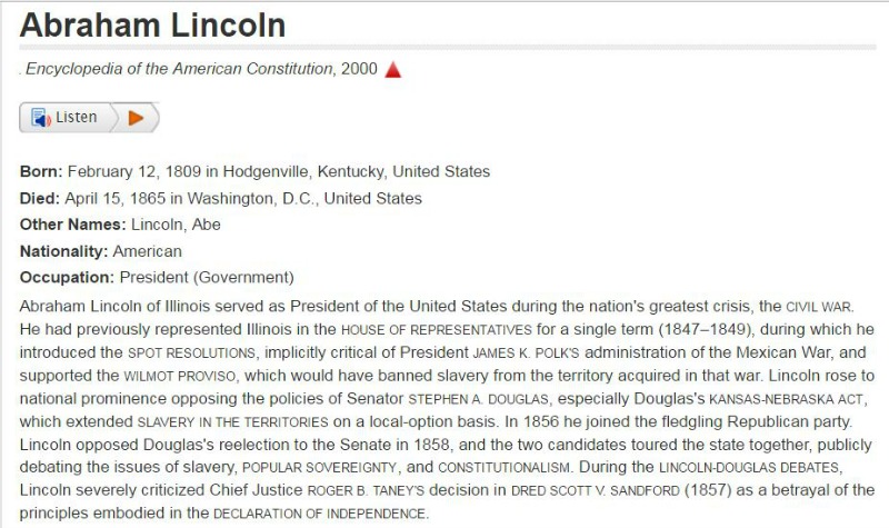 Abraham Lincoln biography