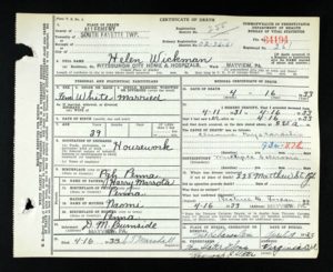 Helen Marrota Wickman (1892/3-1933)