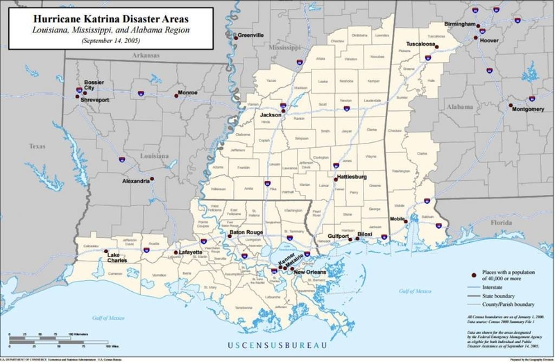 Hurricane Katrina disaster areas
